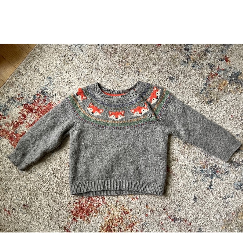 JoJo Maman Bebe Fox Cashmere Wool Sweater- 12-18m